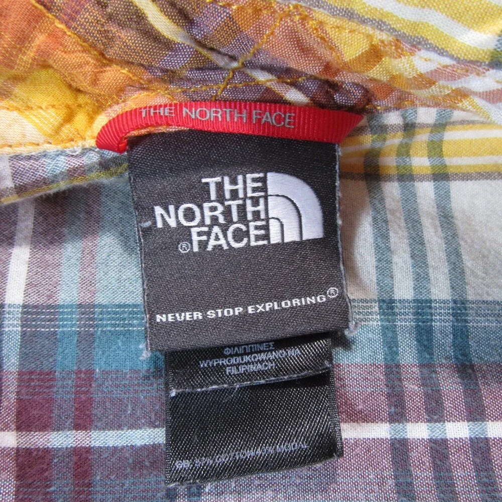 The North Face Mens Shirt L Multicolored Plaid Button Up Short Sleeve Cotton‎